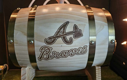 Braves 3 Liter Whiskey Barrel - fully functional - pine wood