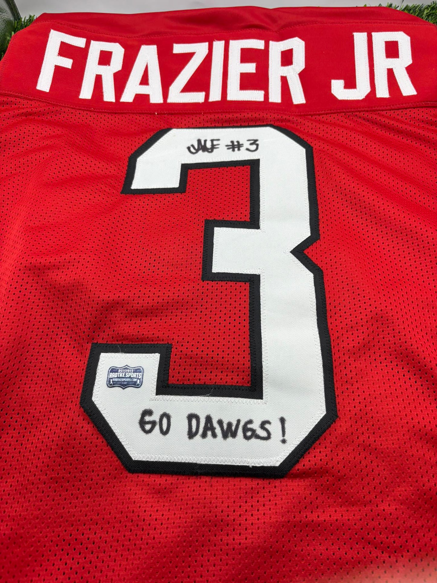 Jersey - Nate Frazier Signed UGA Jersey Red w/ inscription