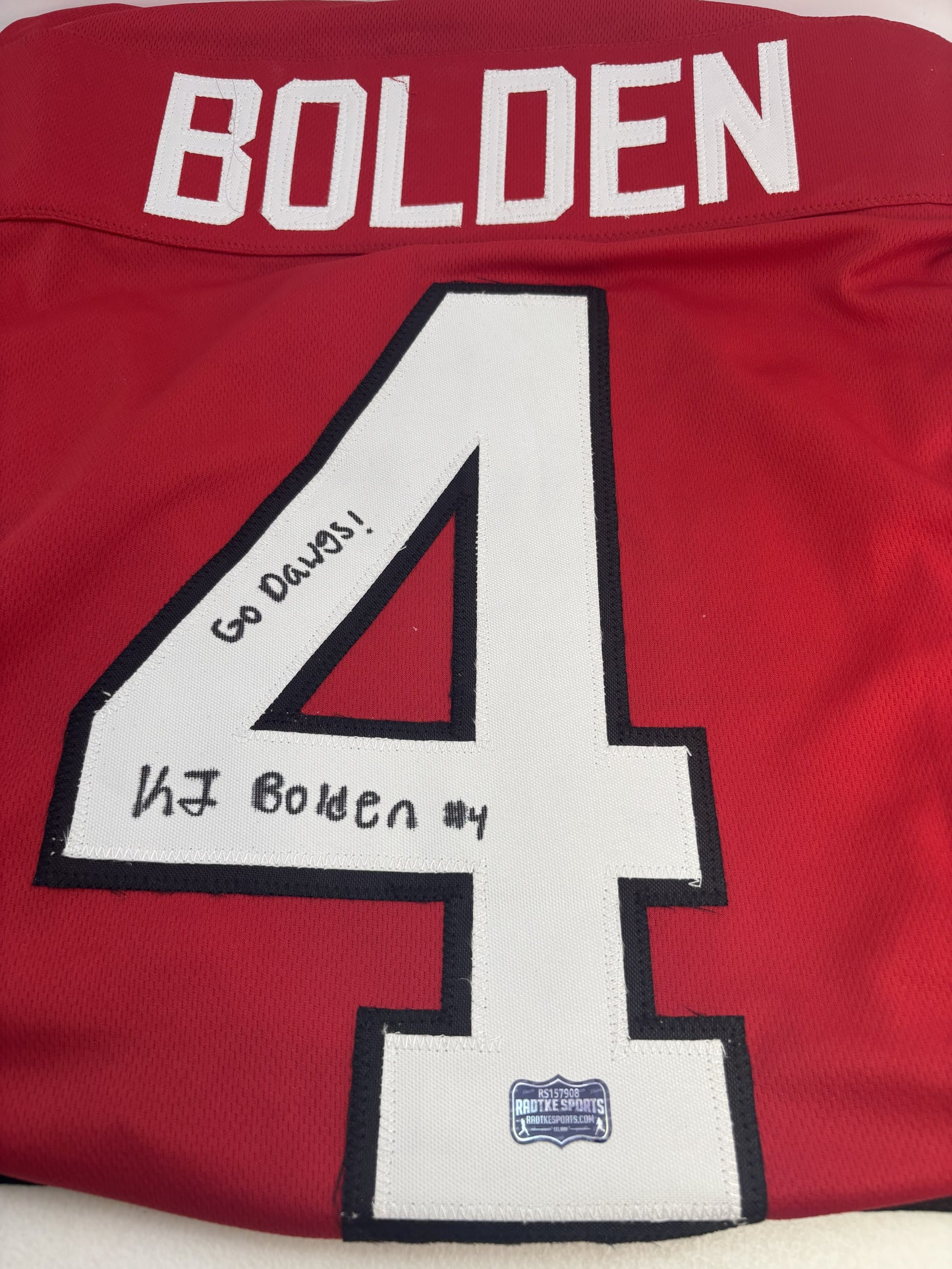 Jersey - KJ Bolden Signed UGA Jersey Red w/ inscription