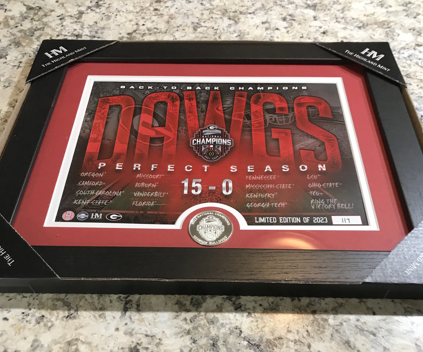 DAWGS Perfect Season coined framed picture