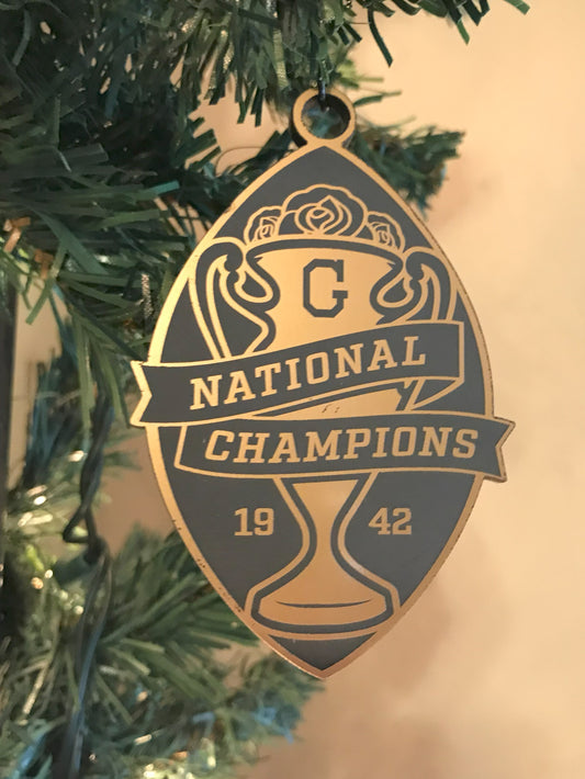 UGA 1942 National Champions Logo Ornament 3 1/4"x 2"