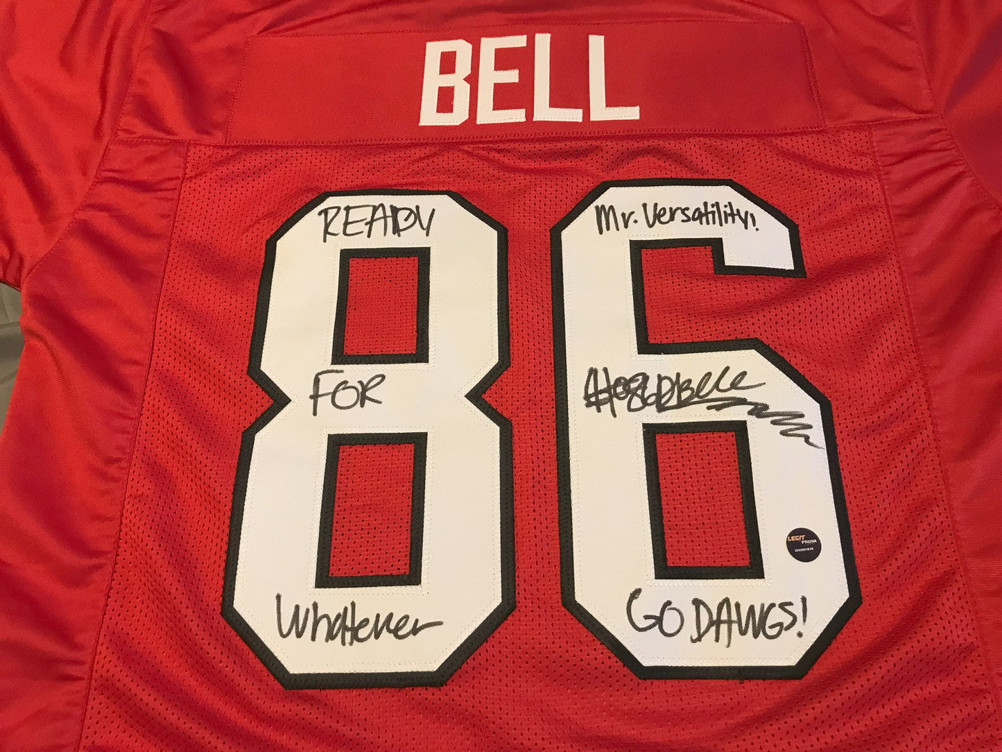 Jersey - Dillon Bell Signed UGA Jersey Red w/ inscriptions - Legit COA