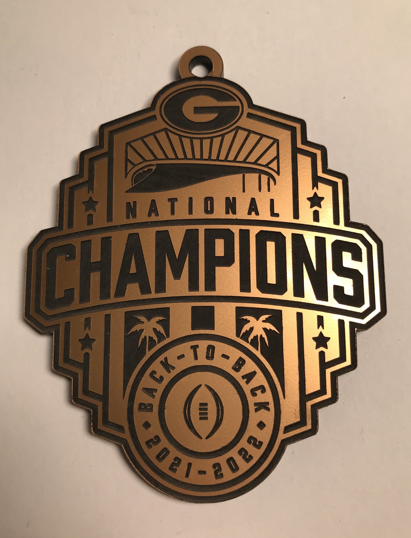 UGA 2022 National Champions (back to back) Ornament 3"x2 1/2"