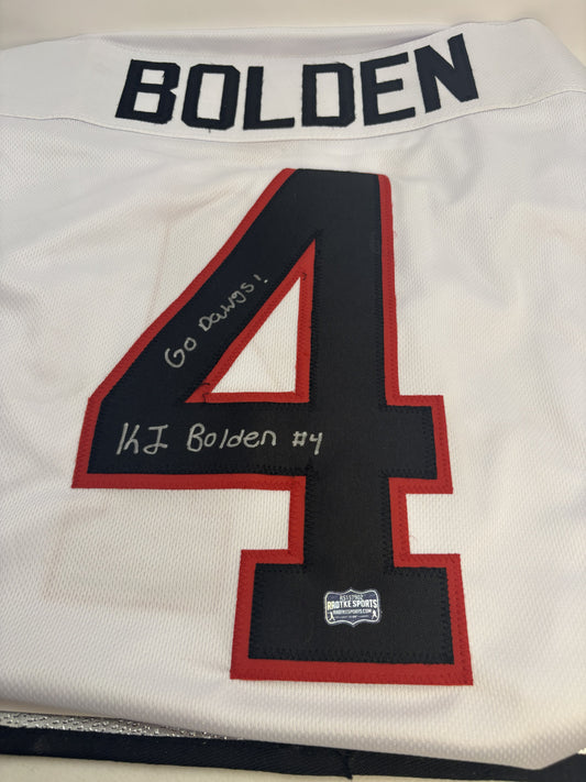 Jersey - KJ Bolden Signed UGA Jersey White w/ inscription