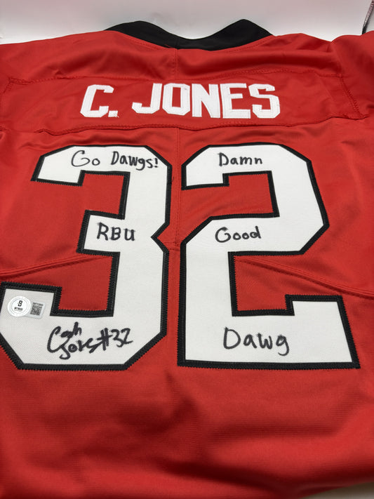 Jersey - Cash Jones Signed UGA Jersey Red w/ inscription