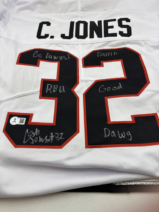 Jersey - Cash Jones Signed UGA Jersey White w/ inscription