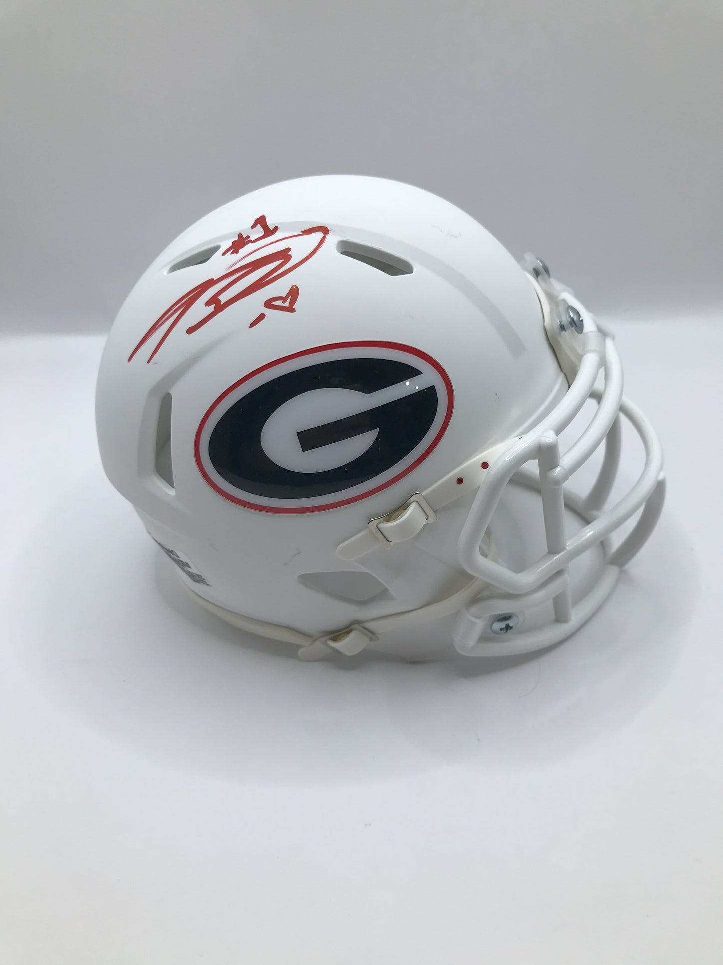 Mini Helmet - Trevor Etienne Autographed Custom Riddell Matte White with Legit COA